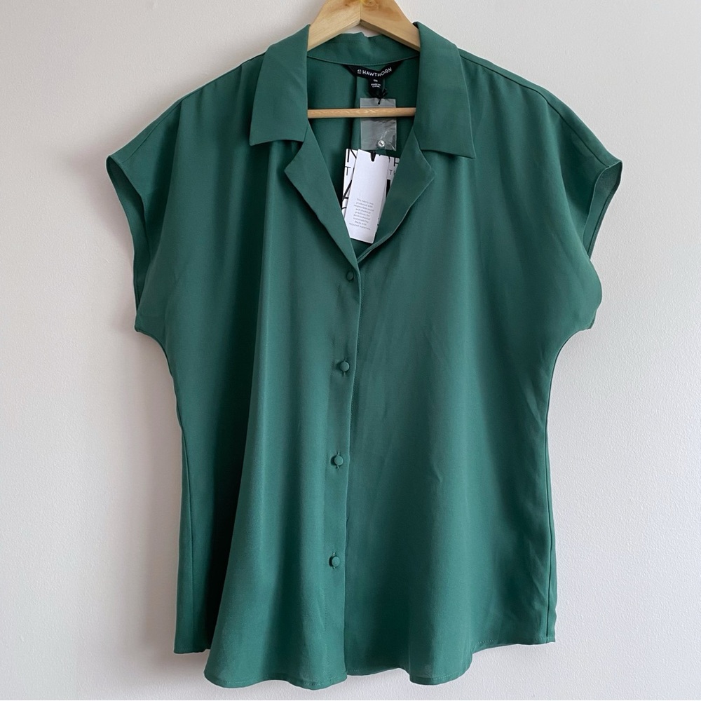 41 Hawthorn Green Cap Sleeve Button Down Shirt